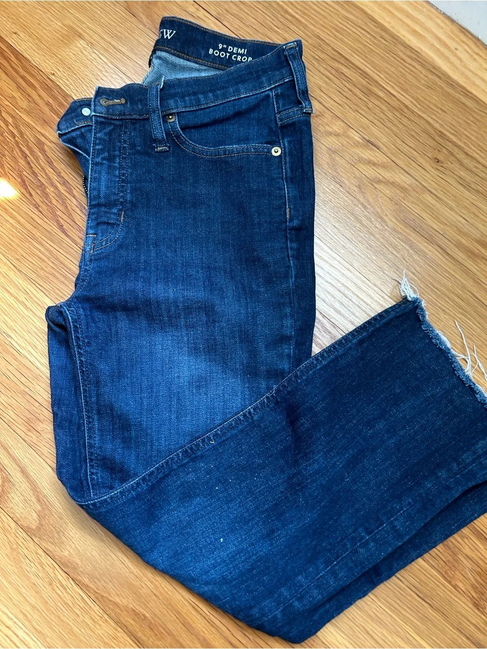 J. Crew Dark Blue Cropped Straight-Leg Jeans